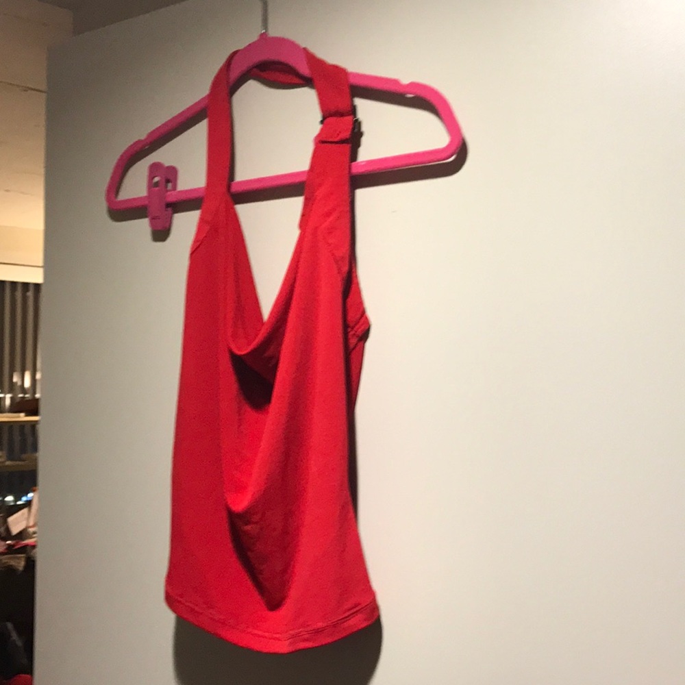 Red low neck blouse